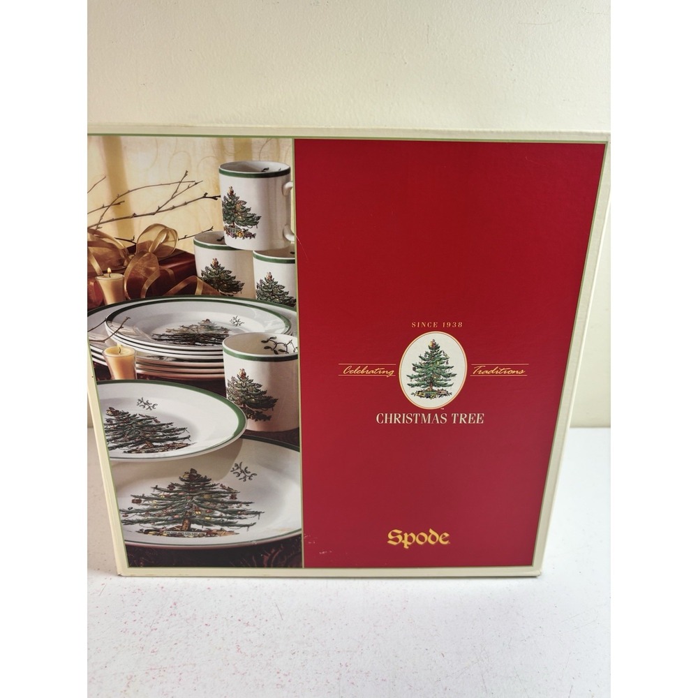 Spode CHRISTMAS TREE 12-Pc Dinnerware Set Service 4 Dinner Salad Plate Mugs NIB